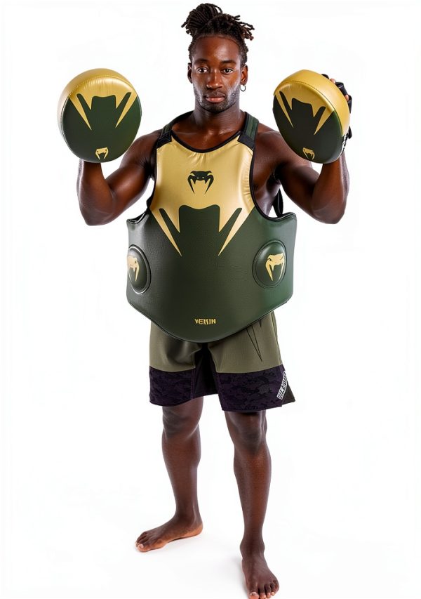 Venum Leather Boxing Body Protector Khaki Gold-7